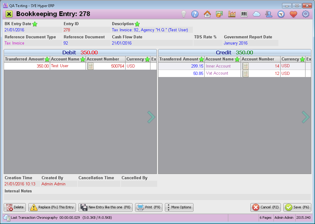Debit bookkeeping entry