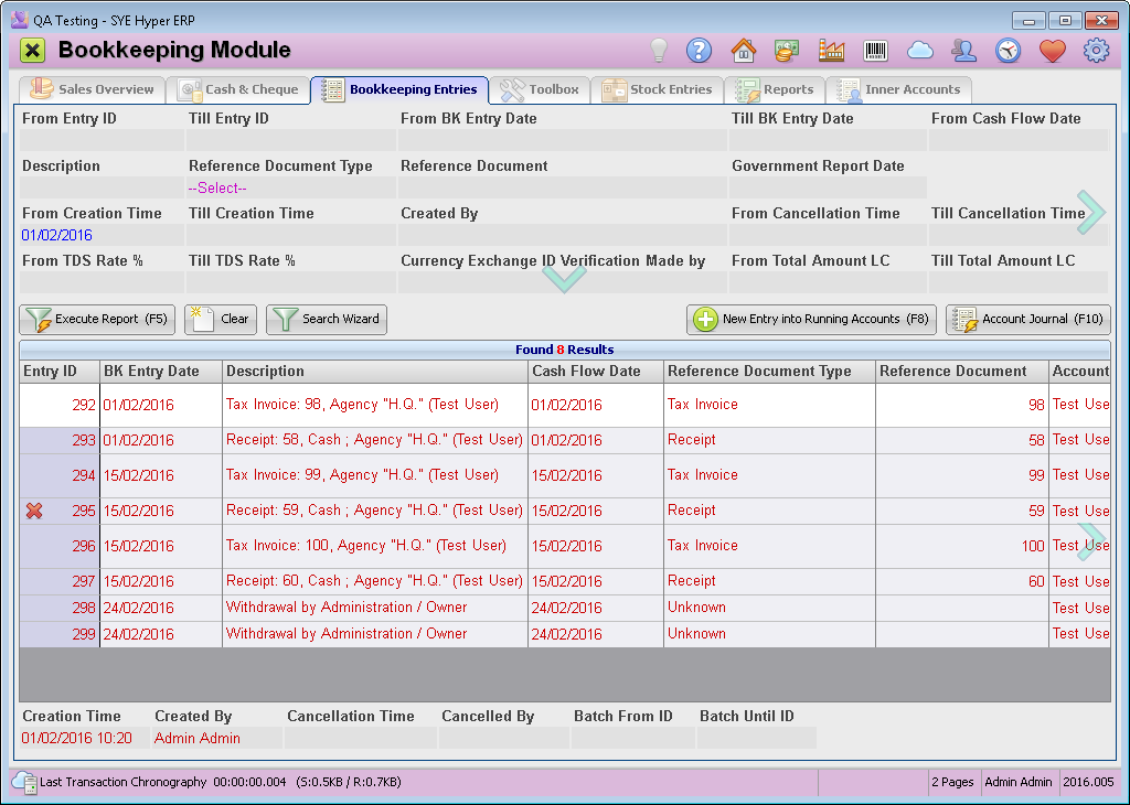 Bookkeeping Entries